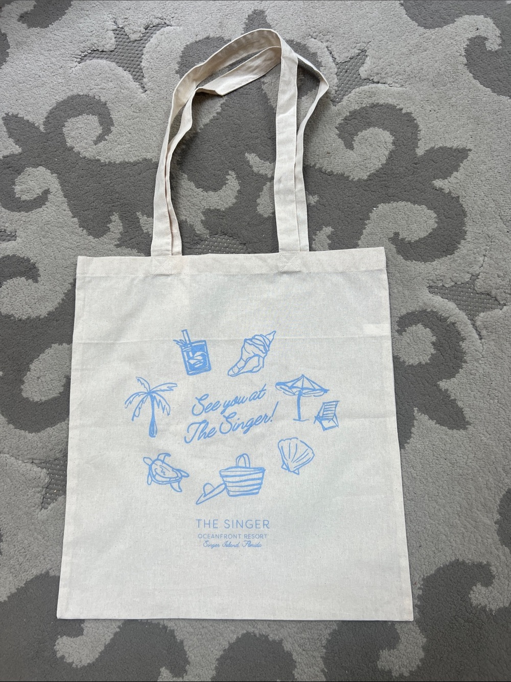The Singer Oceanfront Resort,  Singer Island Florida Light Beige Canvas Tote Bag